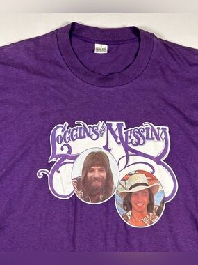 Vintage T Shirt 70s Kenny Loggins Jim Messina fits: medium Spruce Purple RARE